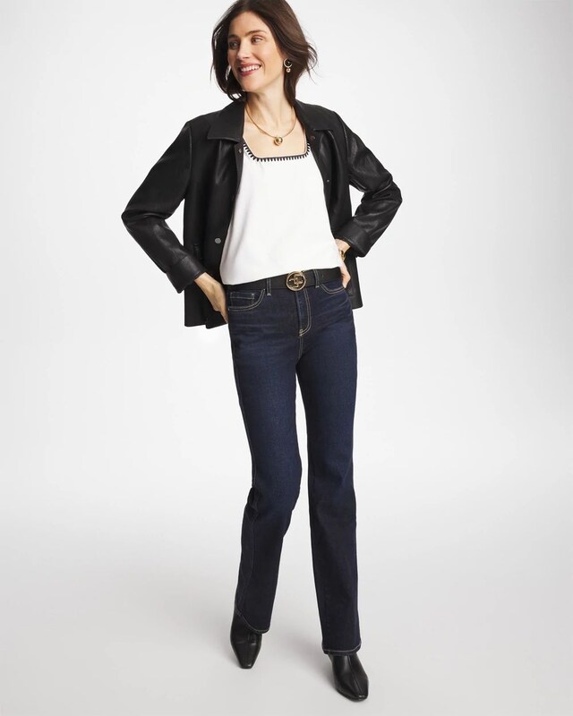 Blanket Stitch Contour Cotton Square Neck Tank - image 2